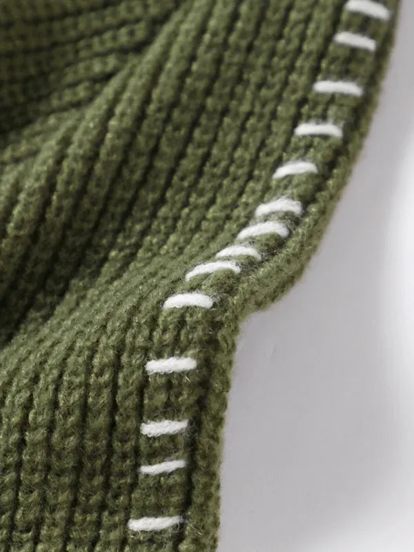 Olive Stitch Accent Sweater