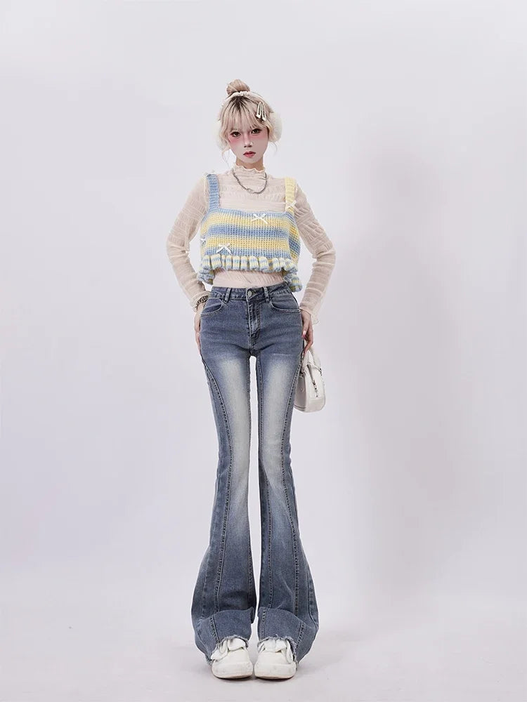 Flared Fade Denim Pants